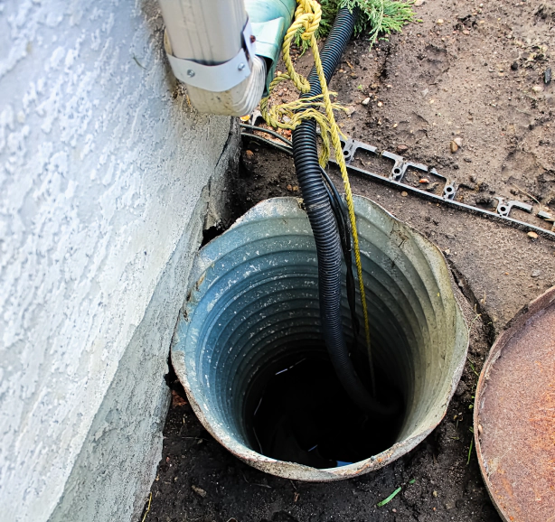 drainage on a yard getting cleaned